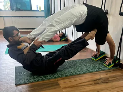 Stretching yoga practice at Jyoti Yoga Dehradun